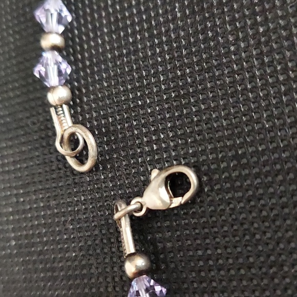 Amethyst Crystal silver beaded 9" Sterling Silver Anklet - Picture 3 of 4